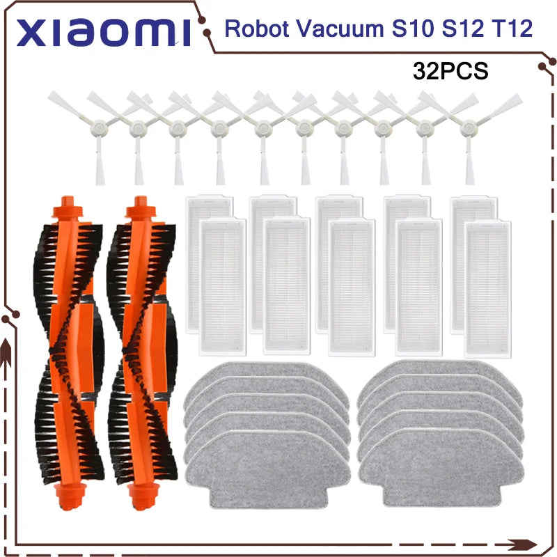 Compatible For Xiaomi Robot Vacuum S10 S12 T12 B106GL/ Mop 2S XMSTJQR2S / 3C B106CN Parts Accessories Main Side Brush Filter Mop