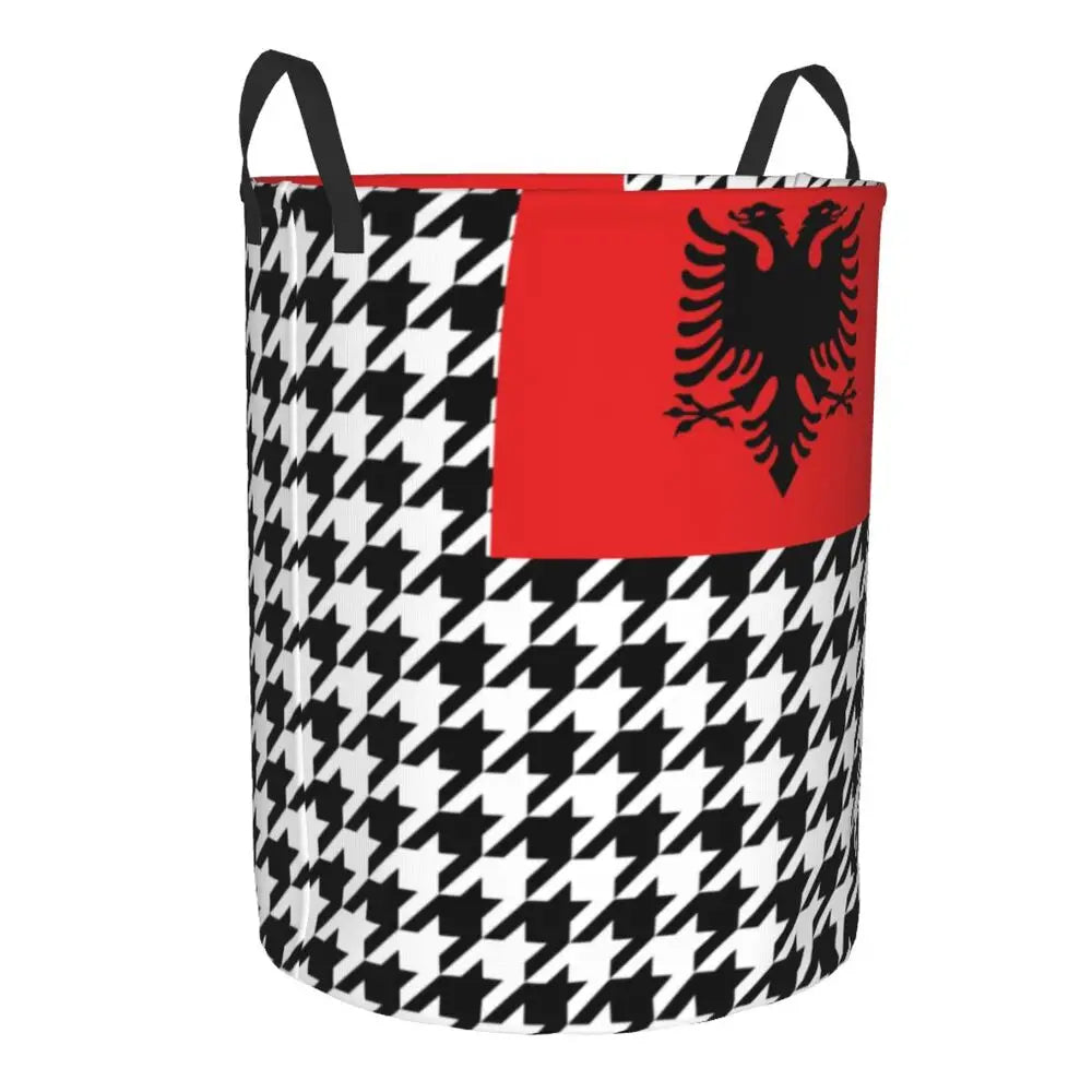 Albania Laundry Basket Foldable Albanian Pride Clothes Hamper for Baby Kids Toys Storage Bin