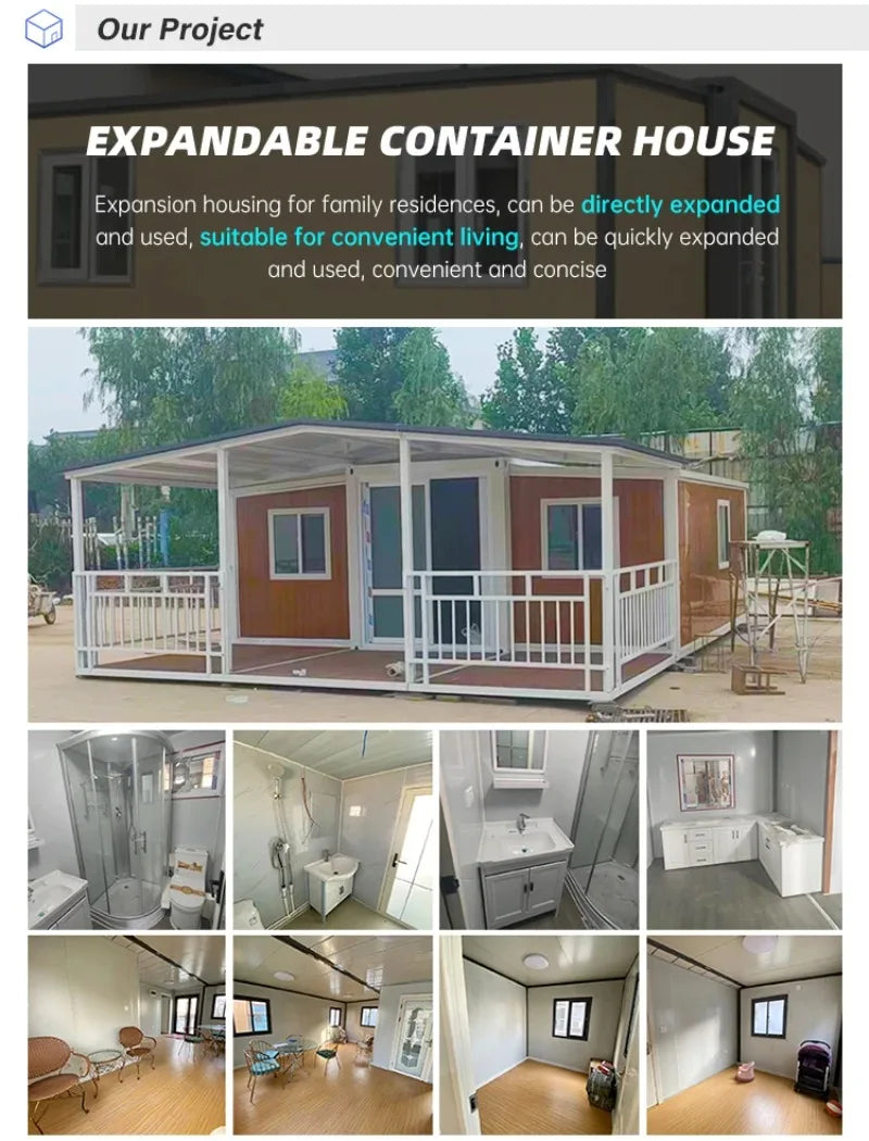 20Ft 40Ft Waterproof Luxury Prefab Villa Mobile Expandable Container House Soundproof Prefabricated Tiny Home 2 3 4 5 Bedroom