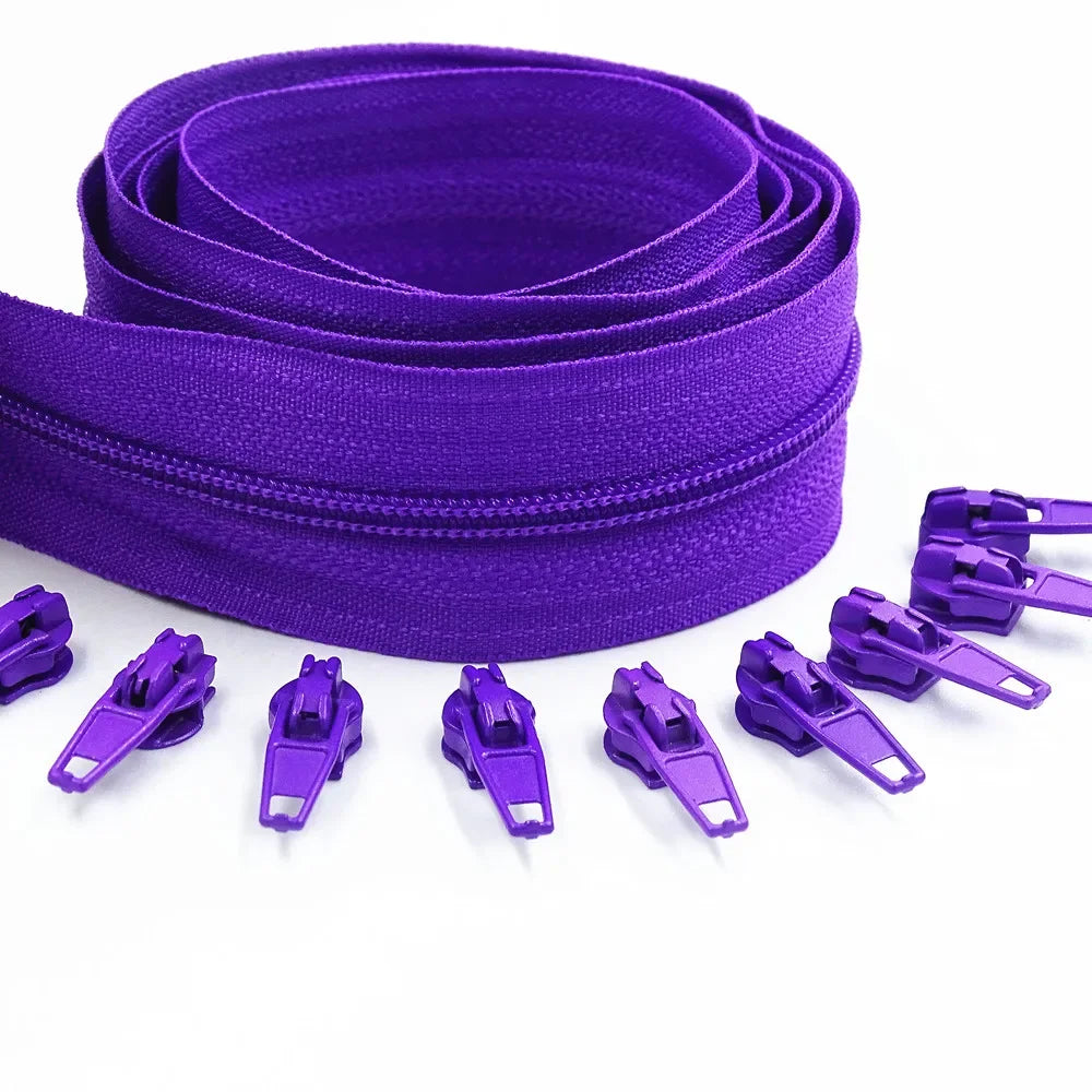 5 Meters long zipper 10 auto locking sliders 20 colors of 3# nylon zipper used for zipper clothing handbags
