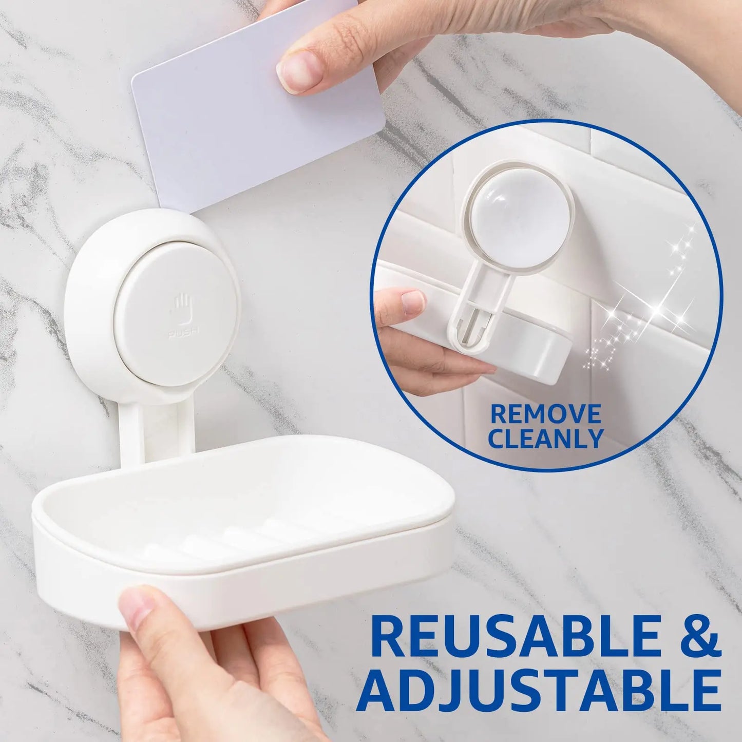 TAILI Soap Dish for Shower Waterproof Shower Soap Holder Heavy Duty Soap Dish No Drilling Soap Holder for Bathroom Kitchen Sink
