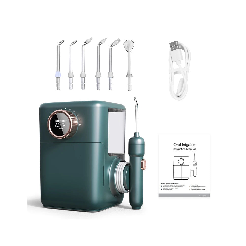 360° Rotatable Oral Irrigator Tabletop Water Flosser Rechargeable IPX5 Adjustable Pulse Water Pressure Teeth Cleaning Care Tool
