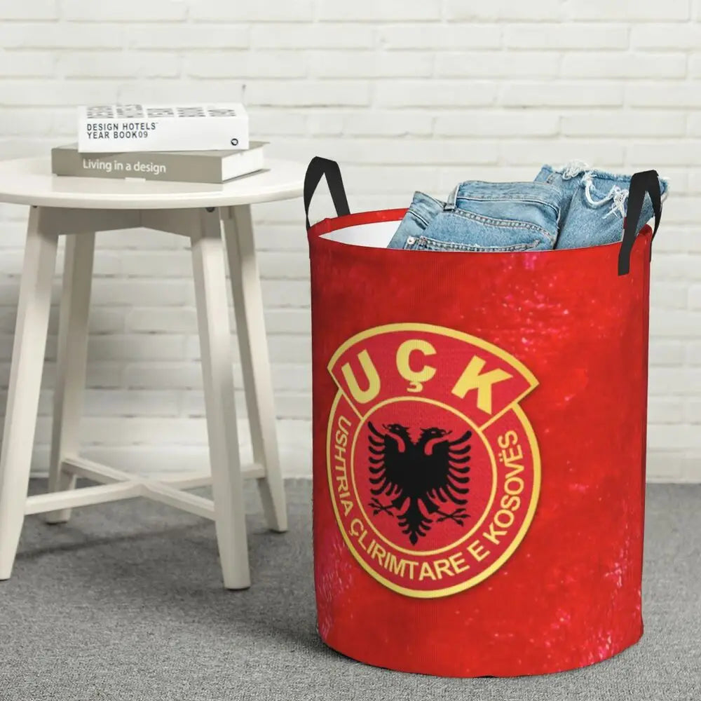 Albania Laundry Basket Foldable Albanian Pride Clothes Hamper for Baby Kids Toys Storage Bin