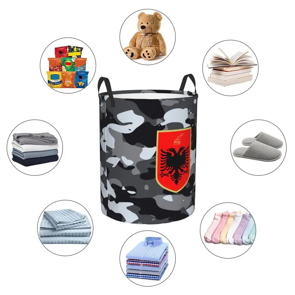 Albania Laundry Basket Foldable Albanian Pride Clothes Hamper for Baby Kids Toys Storage Bin