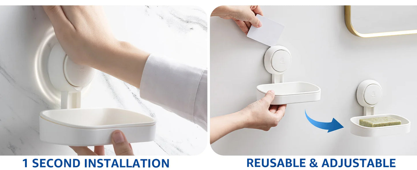 TAILI Soap Dish for Shower Waterproof Shower Soap Holder Heavy Duty Soap Dish No Drilling Soap Holder for Bathroom Kitchen Sink