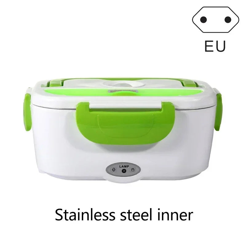 Portable Electric Heating Stainless Steel Heated Lunch Box Home Car Dual Use Rice Box Portable Electric Heating Stainless Steel
