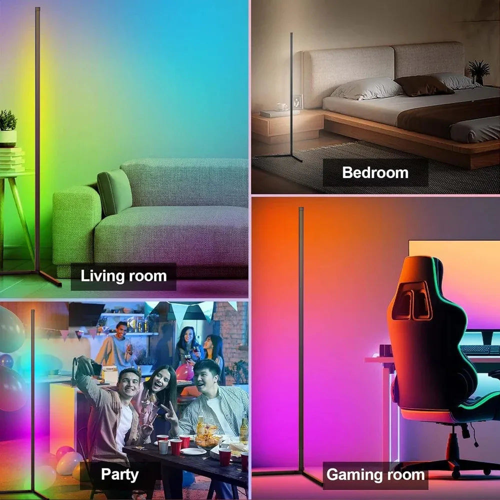 Smart RGB Dream Color Floor Lamp with Music Sync Modern 16 Million Color Changing Standing Mood Light with APP & Remote Control
