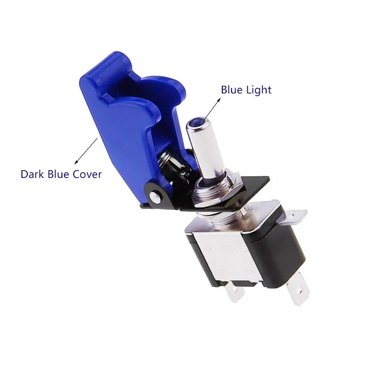 Auto Car Boat Truck Illuminated Led Toggle Switch With Safety Aircraft Flip Up Cover Guard Red Blue Green Yellow White 12V20A