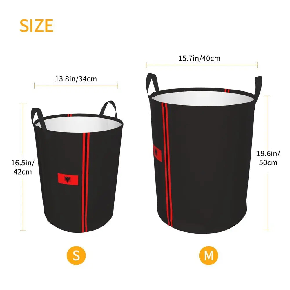 Albania Laundry Basket Foldable Albanian Pride Clothes Hamper for Baby Kids Toys Storage Bin