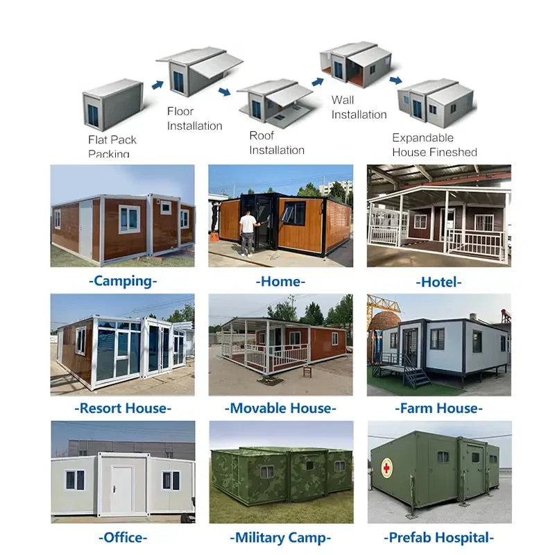 20Ft 40Ft Waterproof Luxury Prefab Villa Mobile Expandable Container House Soundproof Prefabricated Tiny Home 2 3 4 5 Bedroom