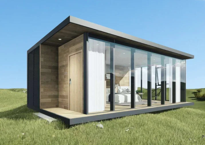 Sunroom 40FT 20FT Prefab Container Houses, Green Modular Tiny Houseboat Boat Glass Sun Room Mobile Home .Prefab Box House