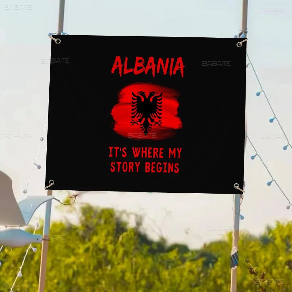 Albania Albanians National Flag Creative Pattern Hanging Flag Polyester Printed Banner Hand Pulled Flag