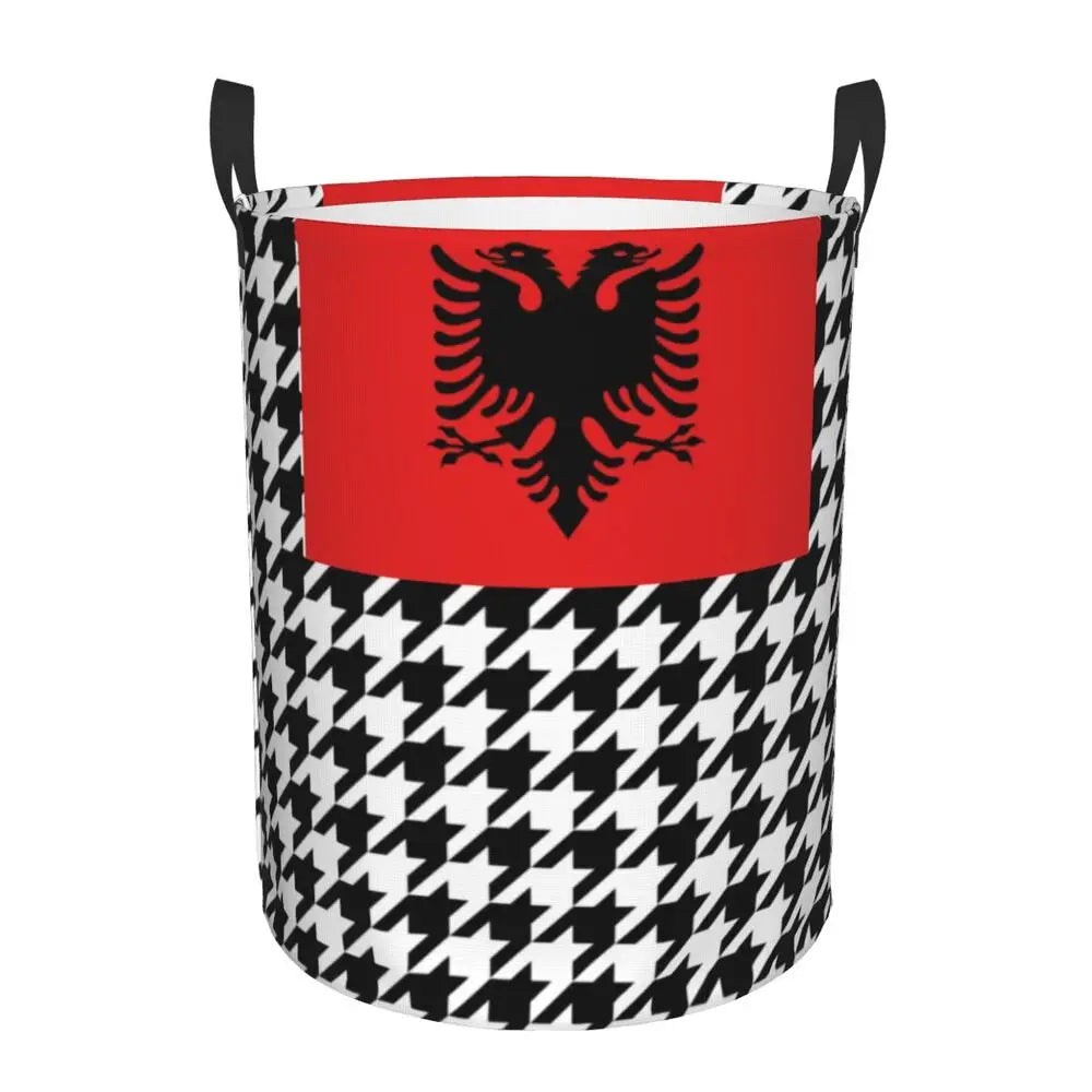 Albania Laundry Basket Foldable Albanian Pride Clothes Hamper for Baby Kids Toys Storage Bin