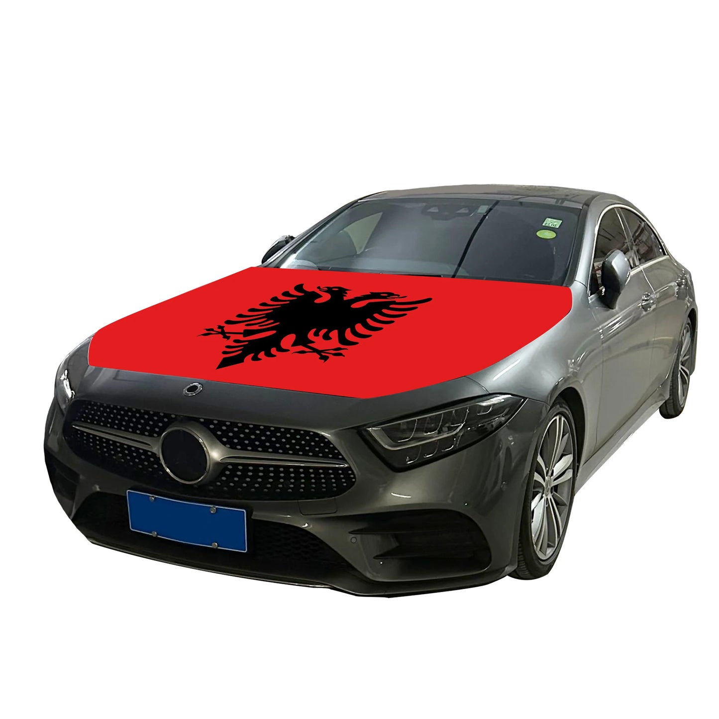 Albania Car Hood Cover Flag Universal Size Elastic Polyester 120x150cm for Car Decor