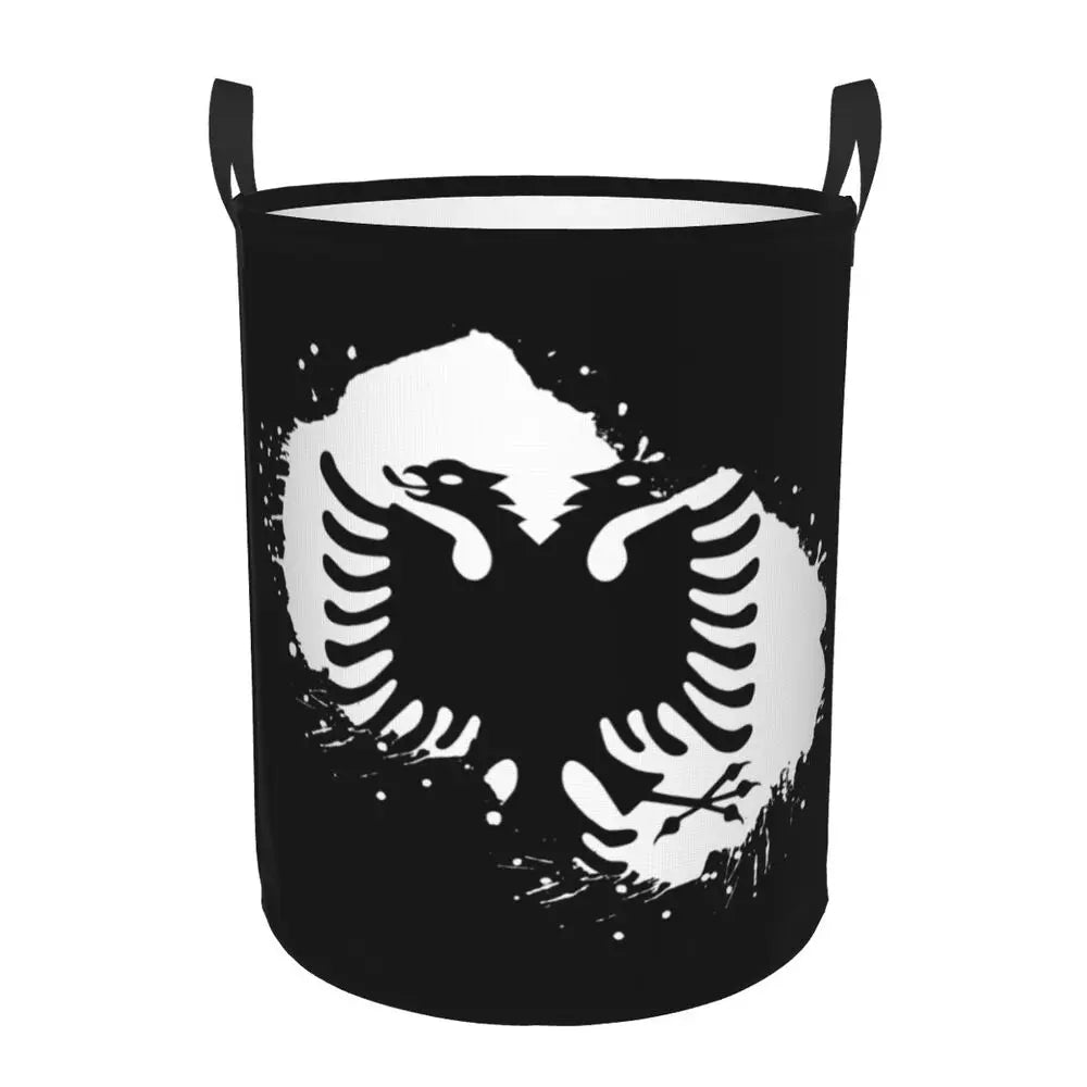 Albania Laundry Basket Foldable Albanian Pride Clothes Hamper for Baby Kids Toys Storage Bin
