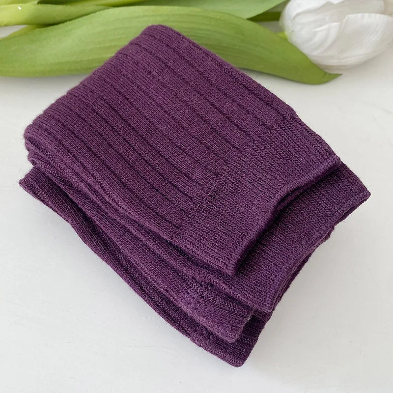 Spring Autumn Baby Children Leggings Soild Color Cotton Ribbed Pants Kids Stretch Knitting Trousers Girls Versatile Cropped Pant