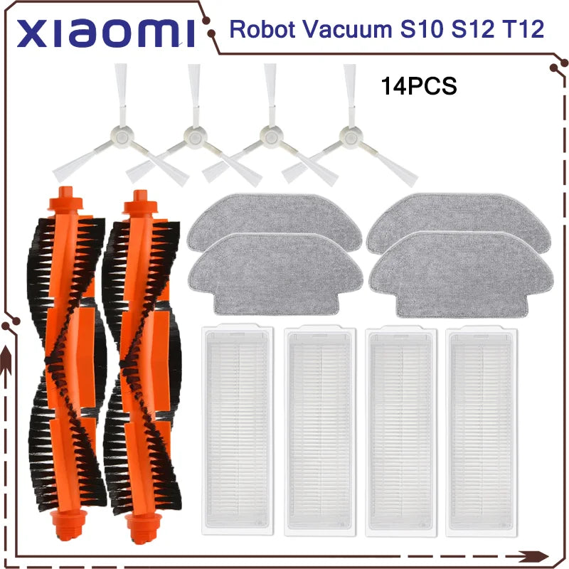 Compatible For Xiaomi Robot Vacuum S10 S12 T12 B106GL/ Mop 2S XMSTJQR2S / 3C B106CN Parts Accessories Main Side Brush Filter Mop