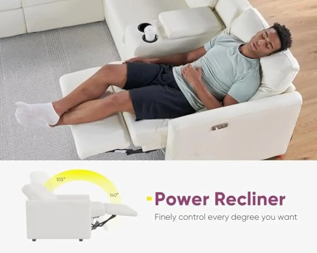 Recliner, 6 Seat L Shpaed Anti Scratch Leathaire Modular Couch with Cup Holder& USB Port, Reclining Sectional Couch with Console
