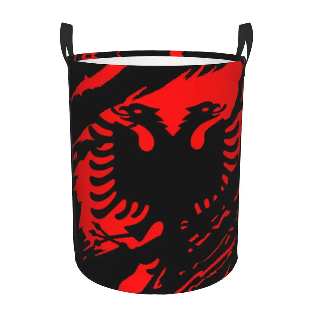 Albania Laundry Basket Foldable Albanian Pride Clothes Hamper for Baby Kids Toys Storage Bin