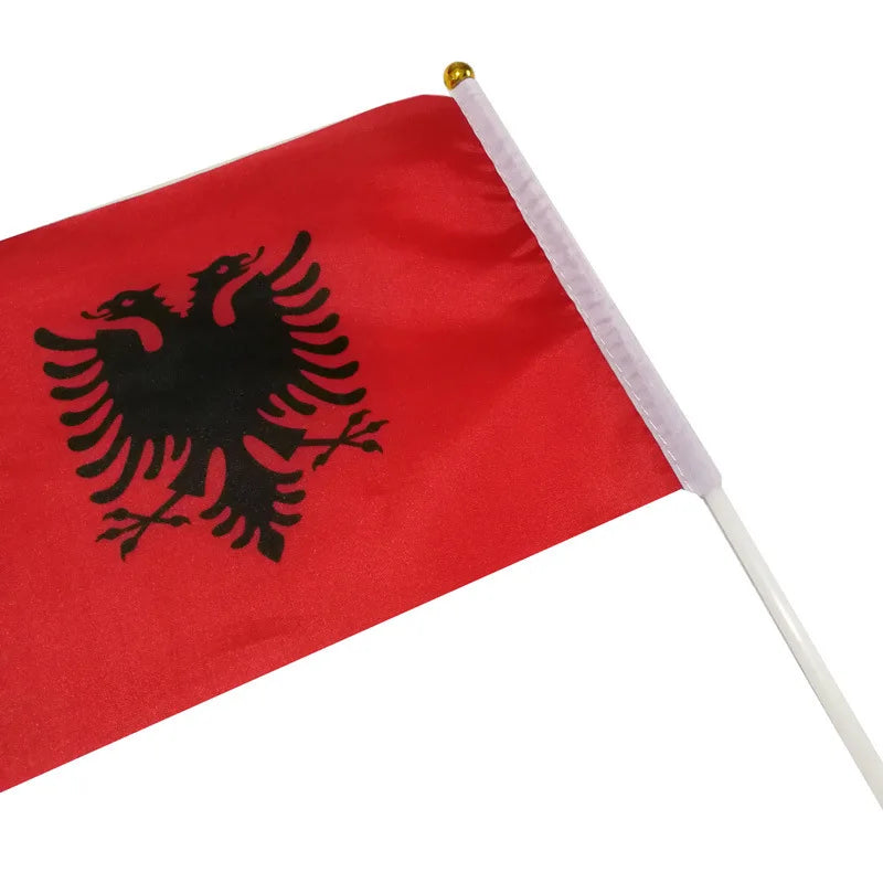 10 Pcs/lot Albania Hand Waving Flags 14x21cm Albania Flag Wholesale
