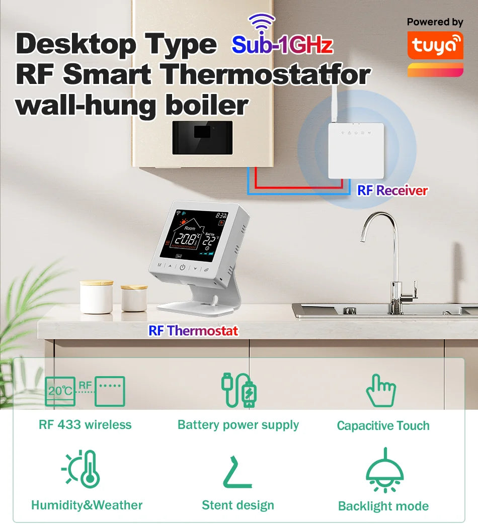 Tuya Smart Home Wifi Boiler Thermostat Wireless Battery Wifi Thermostat For Gas Boiler Warm Floor Electric Google Home Alexa
