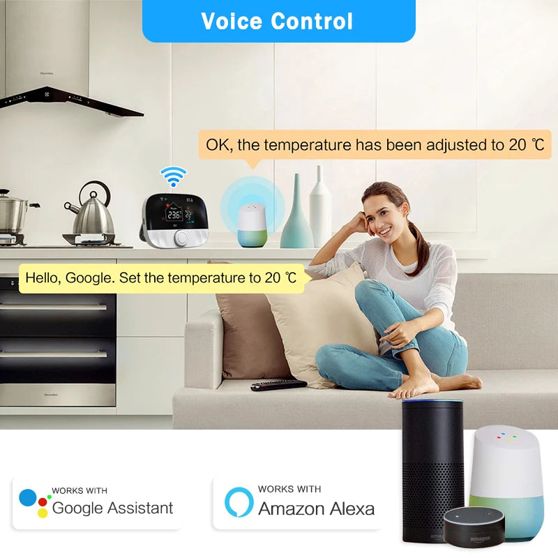 Tuya Smart Home Wifi Heating Thermostat Wireless Wifi Thermostat For Gas Boiler Smart Life Temperature Controller Alexa Google