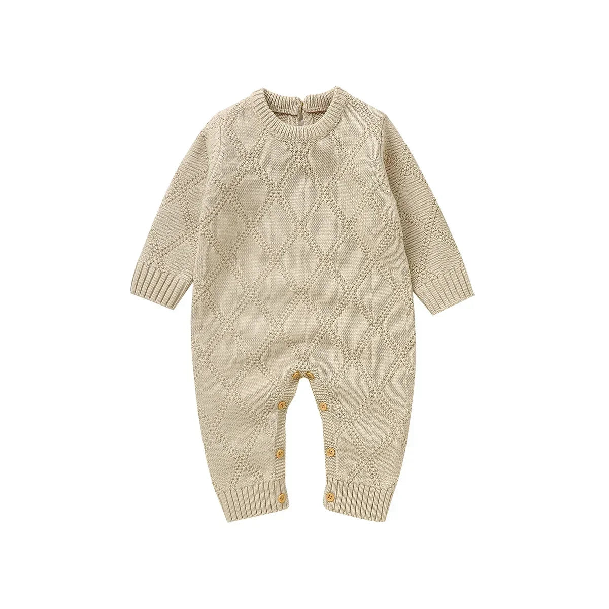 New Spring Autumn Solid Color Knitted Acrylic Long Sleeve 1-18 Months Newborn Baby Boys Girls Rompers Jumpsuit Bodysuit DGUKYM