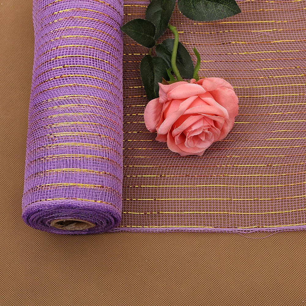 26cm 10yards Deco Poly Mesh Ribbon 10 Inch Wide Metallic Ribbon For Christmas Decoration Valentine's Day Diy Wrapping Ribbons