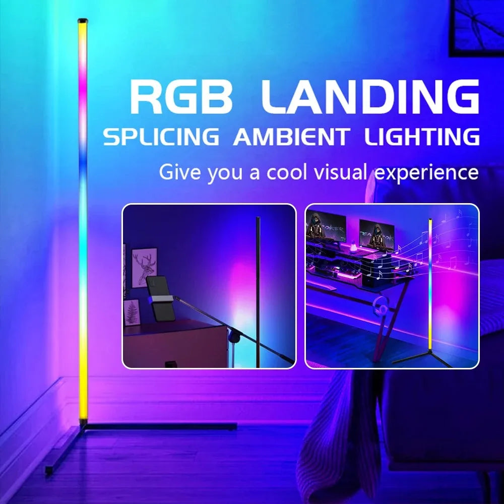 Smart RGB Dream Color Floor Lamp with Music Sync Modern 16 Million Color Changing Standing Mood Light with APP & Remote Control