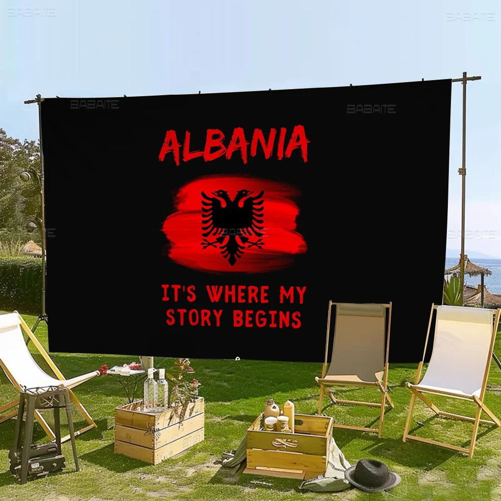 Albania Albanians National Flag Creative Pattern Hanging Flag Polyester Printed Banner Hand Pulled Flag