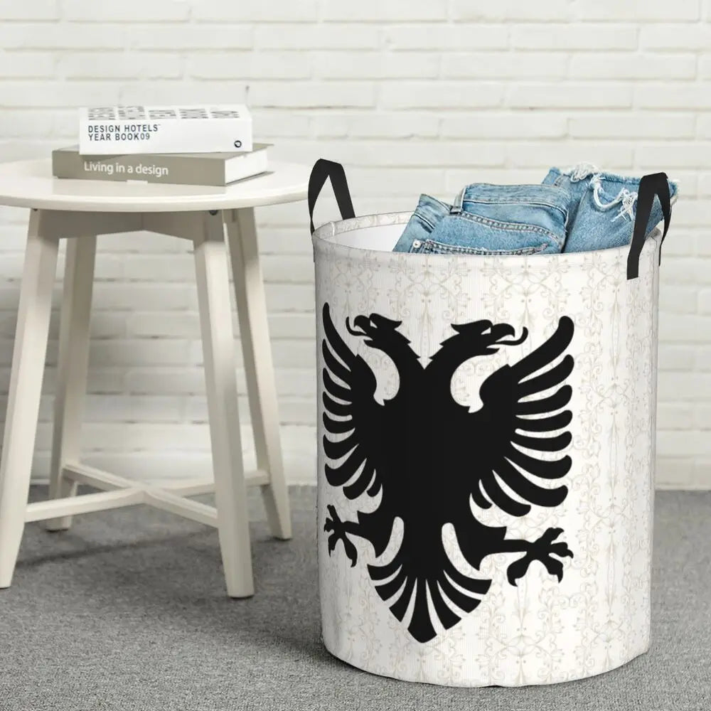 Albania Laundry Basket Foldable Albanian Pride Clothes Hamper for Baby Kids Toys Storage Bin