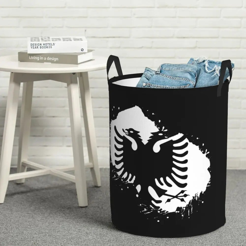 Albania Laundry Basket Foldable Albanian Pride Clothes Hamper for Baby Kids Toys Storage Bin