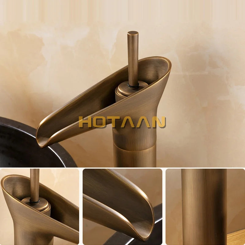 . Basin Faucet Antique Brass waterfall Bathroom Basin Sink Mixer Tap Crane,torneira YT-5039