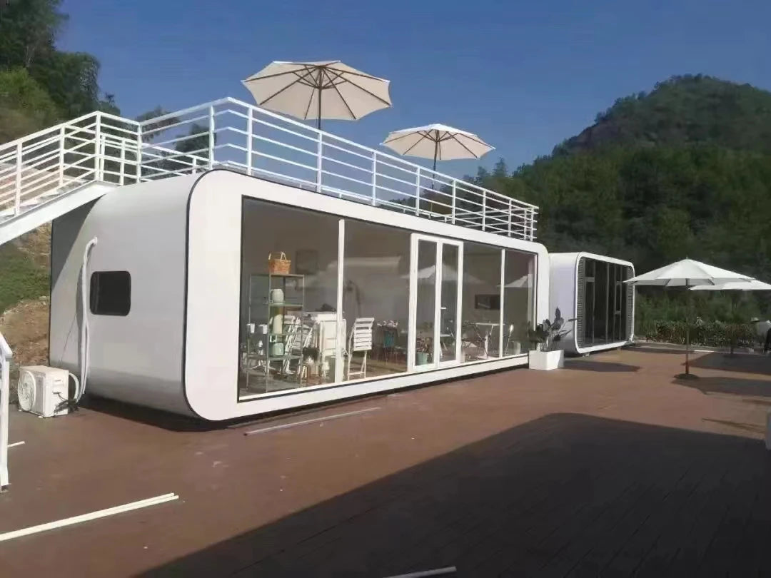 Prefabricated mobile steel structure modular 20ft 40ft shipping container restaurant prefab portable Smart Home Villa alarm kit