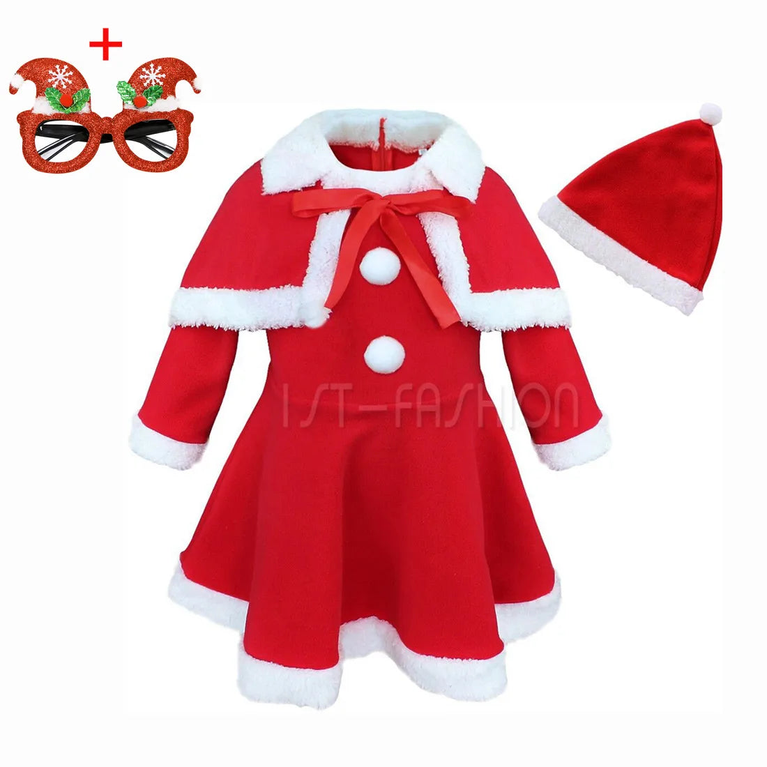Christmas Dress for Little Girls Santa Claus Cosplay Toddler Kids Fancy Xmas Costume with Hat Child New Year Clothing Set Frocks