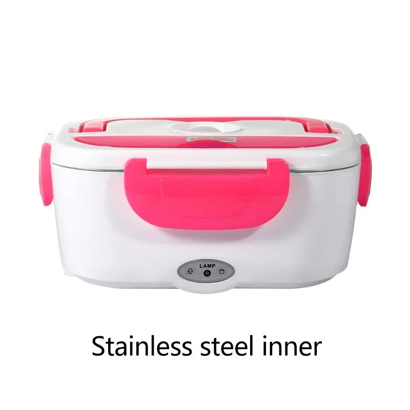 Portable Electric Heating Stainless Steel Heated Lunch Box Home Car Dual Use Rice Box Portable Electric Heating Stainless Steel