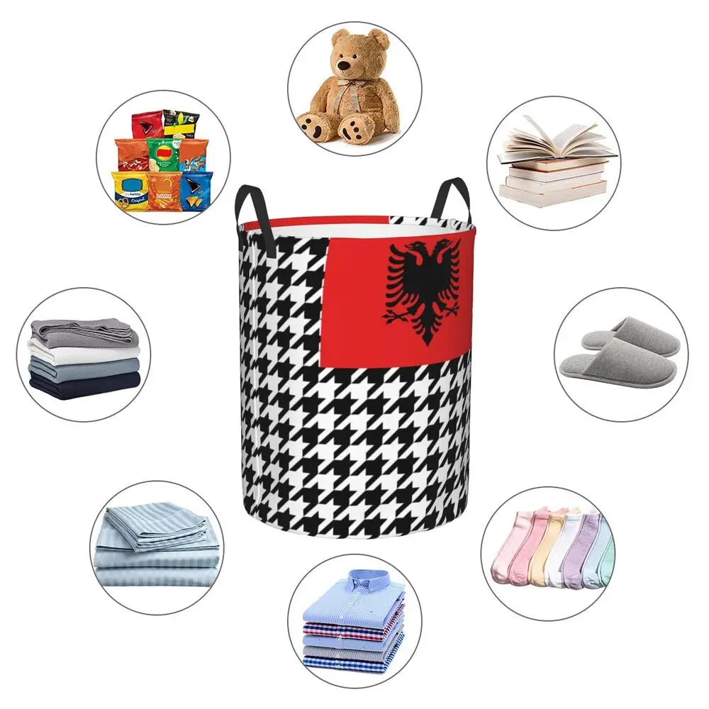 Albania Laundry Basket Foldable Albanian Pride Clothes Hamper for Baby Kids Toys Storage Bin