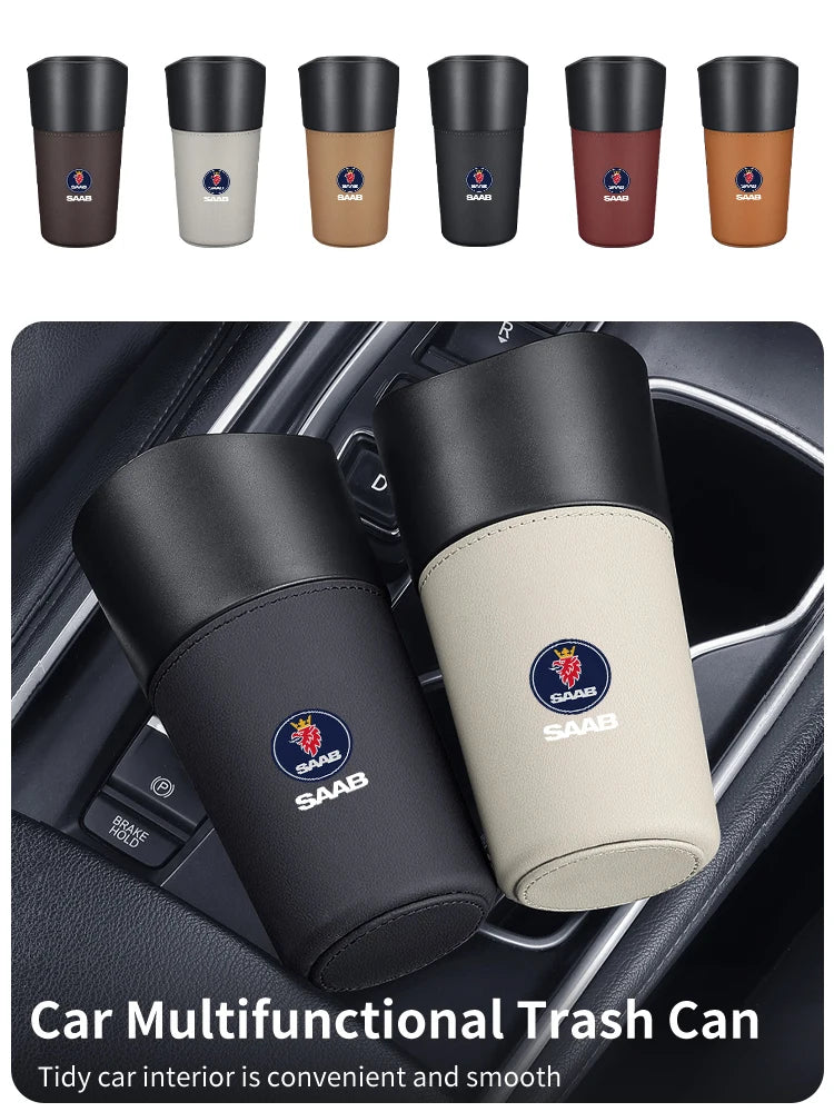 Car Trash Bin Console Rubbish Cans Storage Phone Holder Garbage Box For SAAB 9-3 9-5 93 9000 900 9-7 600 99 9-X 97X Turbo GT750