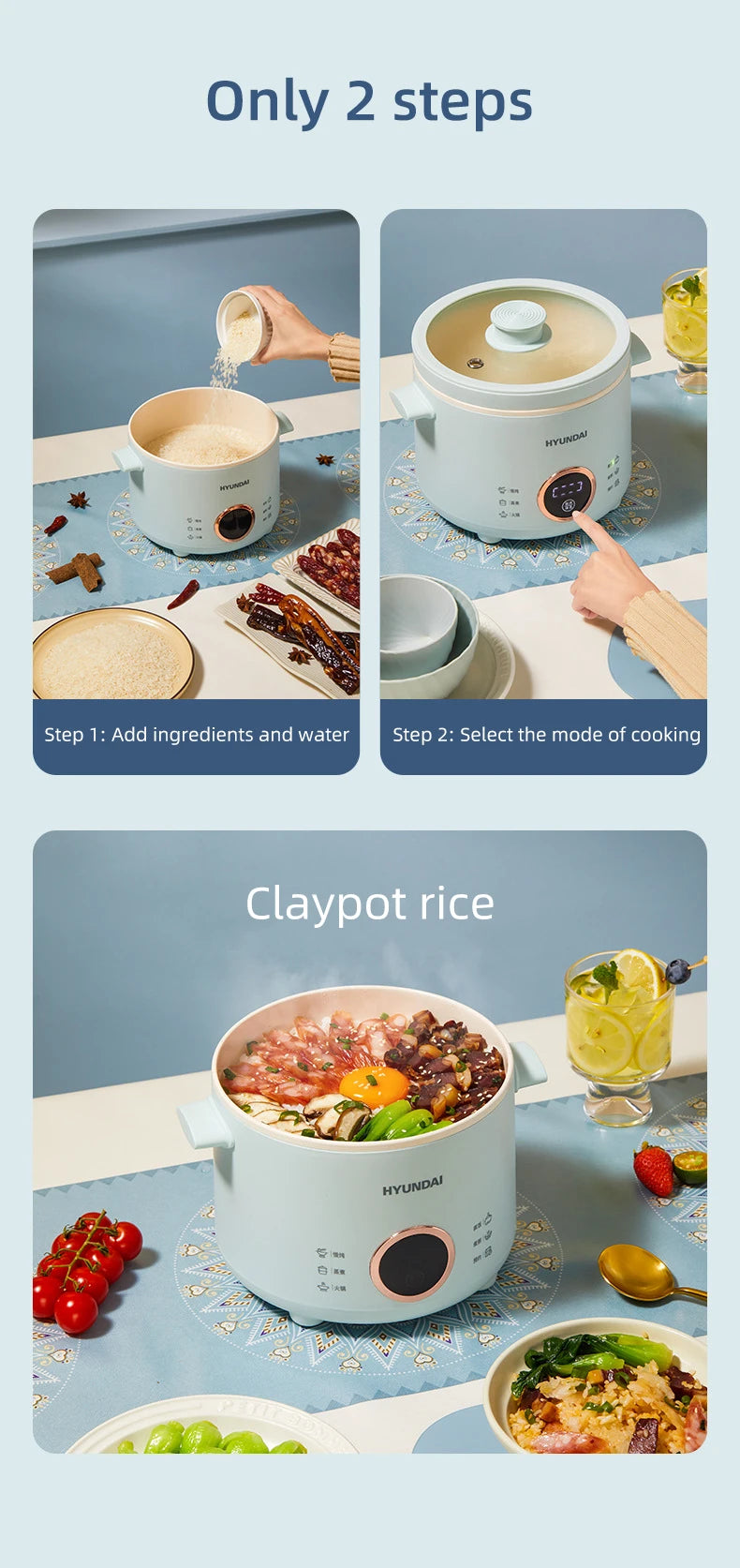 2L Electric Rice Cooker Cooking Pot Mini Multicooker Lunch Box Rice Cookers Hotpot Non-stick Electric Skillet Food Steamer 220V