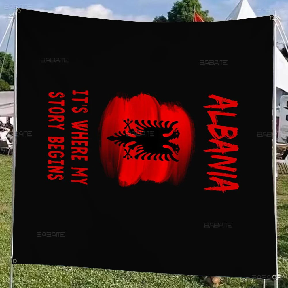 Albania Albanians National Flag Creative Pattern Hanging Flag Polyester Printed Banner Hand Pulled Flag