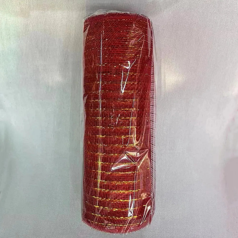 26cm 10yards Deco Poly Mesh Ribbon 10 Inch Wide Metallic Ribbon For Christmas Decoration Valentine's Day Diy Wrapping Ribbons