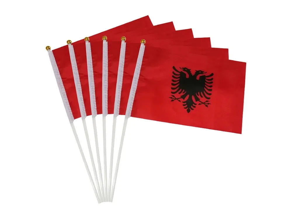 14*21cm Albania Hand Flag, Albanian National Handheld Waving Small Flag World European Countries Desk Decor