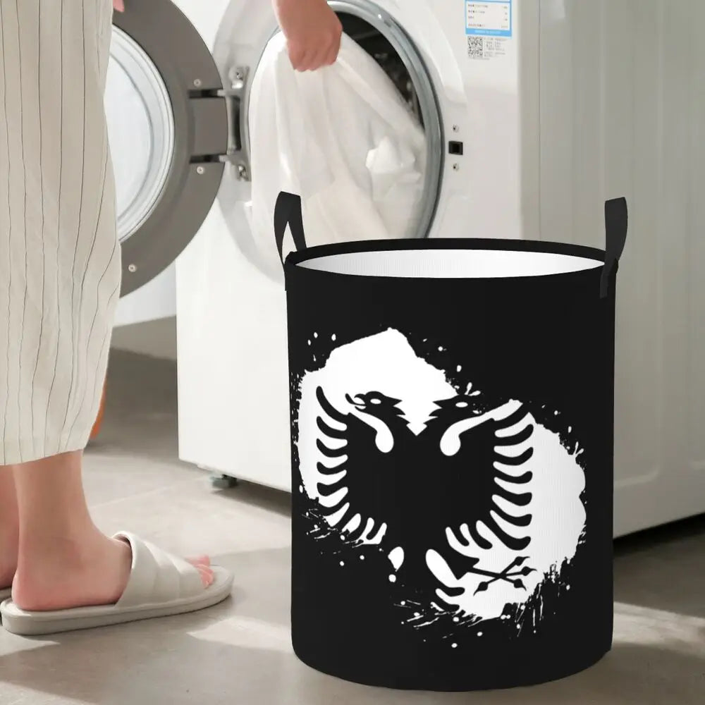Albania Laundry Basket Foldable Albanian Pride Clothes Hamper for Baby Kids Toys Storage Bin