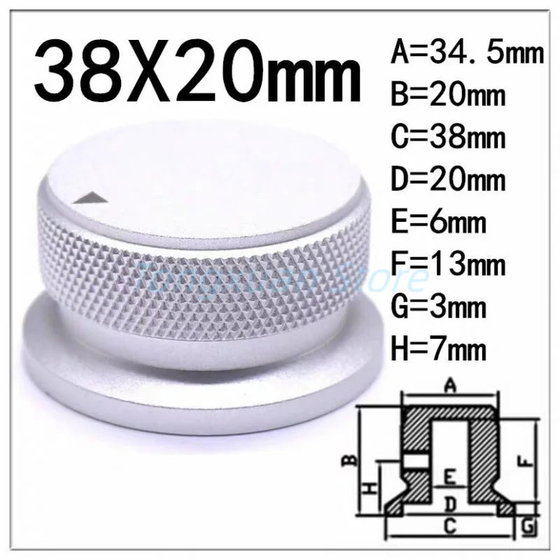 1pc38x20mm Aluminium Alloy Sandblasting Potentiometer Switch Caps Oven Electric Appliance Audio Amplifier Adjusting Knobs