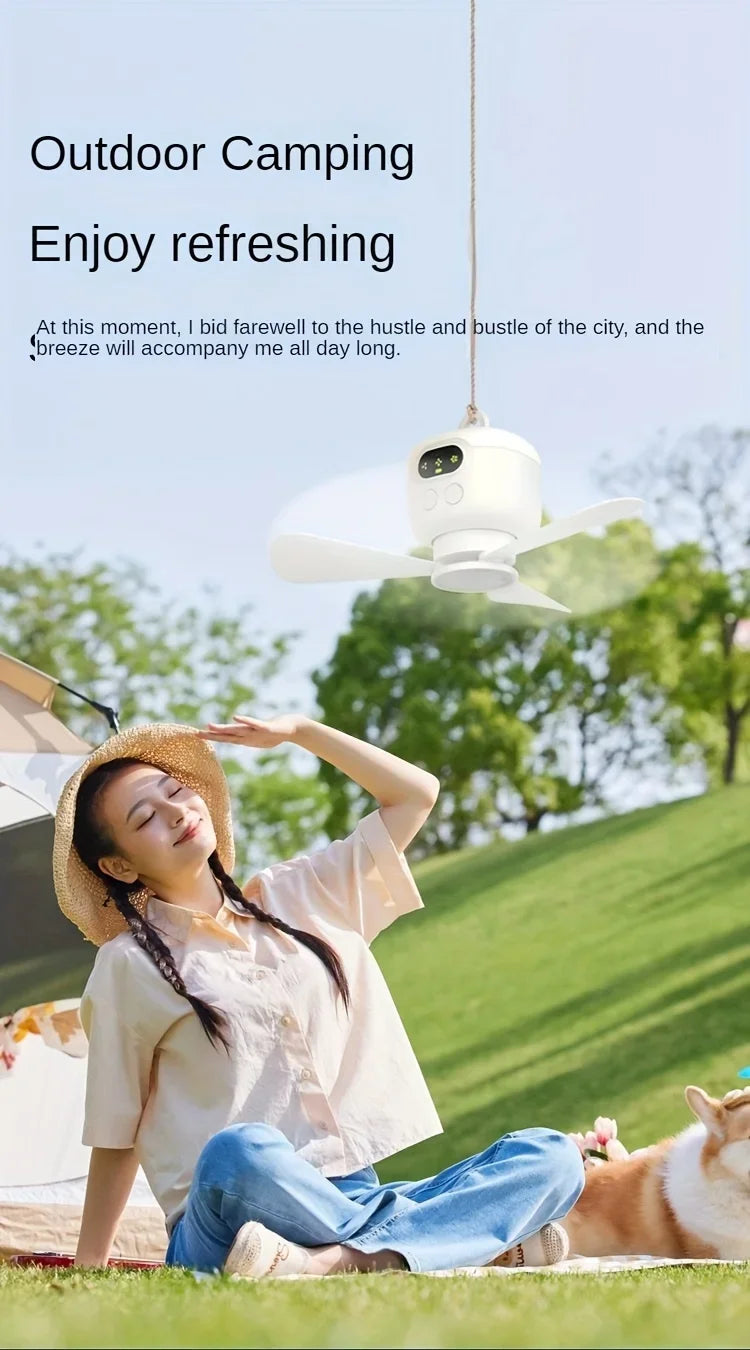 Portable USB Rechargeable Mini Fan For Camping, With Light, Suitable For Dormitories, Outdoor Tents, Providing Long-lasting