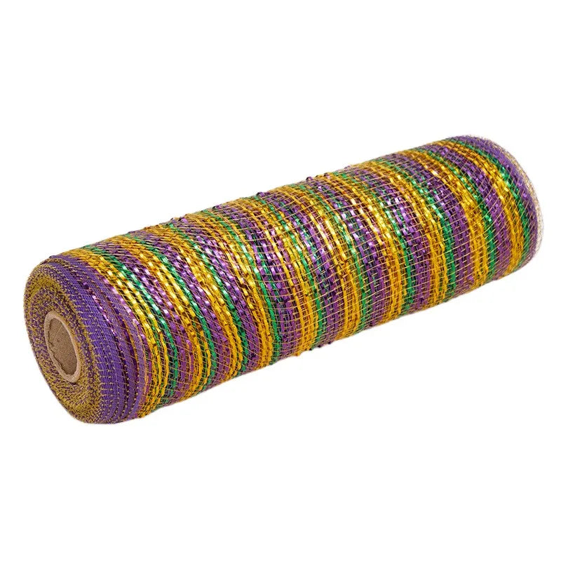 26cm 10yards Deco Poly Mesh Ribbon 10 Inch Wide Metallic Ribbon For Christmas Decoration Valentine's Day Diy Wrapping Ribbons