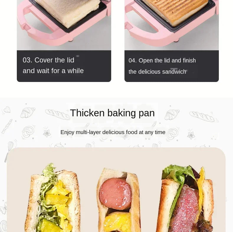 Sandwich machine breakfast machine home light food machine waffle maker machine multi-function heating toast pressure toaster