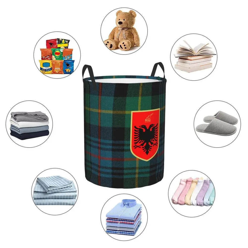 Albania Laundry Basket Foldable Albanian Pride Clothes Hamper for Baby Kids Toys Storage Bin