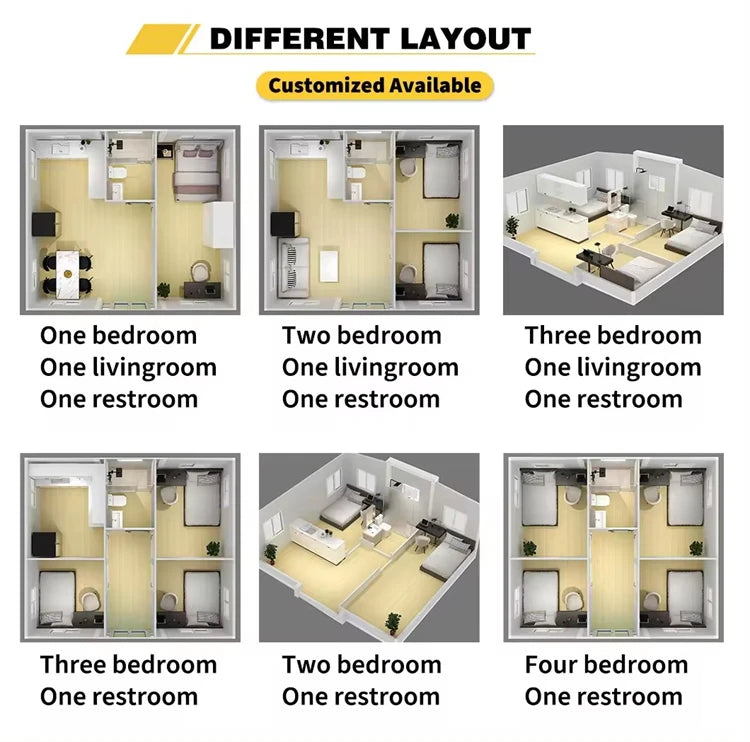20Ft 40Ft Waterproof Luxury Prefab Villa Mobile Expandable Container House Soundproof Prefabricated Tiny Home 2 3 4 5 Bedroom