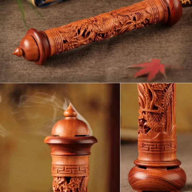 Y Vertical Redwood Solid Wood Incense Burner Wooden for Incense Sticks 29cm Living Room Stick Incense Base Home Decoration